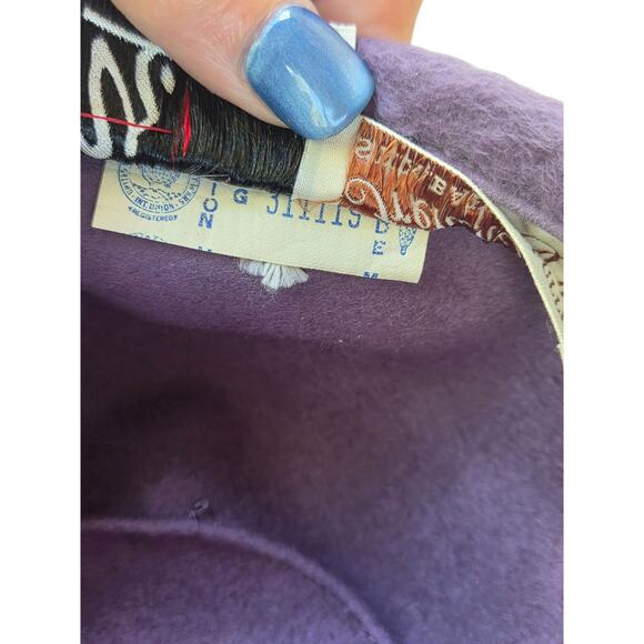 1960s Mr D French Room Lavender Fur Felt Hat | Vintage Rhinestone Pillbox - Picture 11 of 12